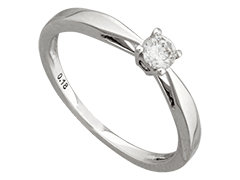 Solitaire or blanc et diamant 0.18 ct