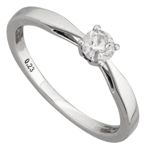 Solitaire or blanc et diamant 0.23 ct