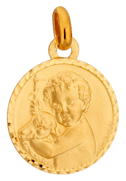 Mdaille or jaune Enfant Agneau