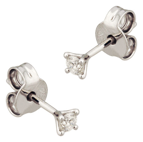 Boucles doreille or blanc et diamant 0.06 ct