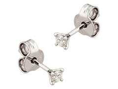 Boucles doreille or blanc et diamant 0.06 ct